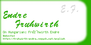 endre fruhwirth business card